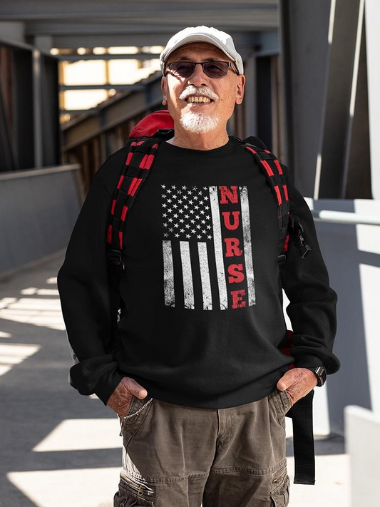 Nurse American Flag Sweatshirt Men's -GoatDeals Designs