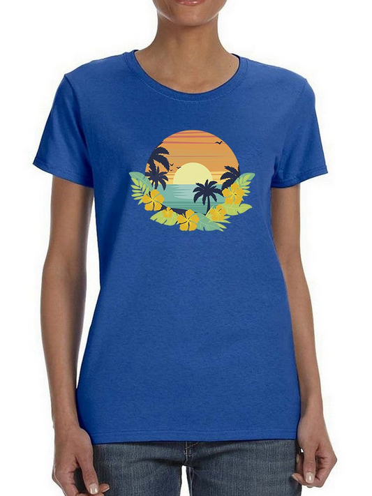 Colorful Tropical Beach Design Women's T-Shirt