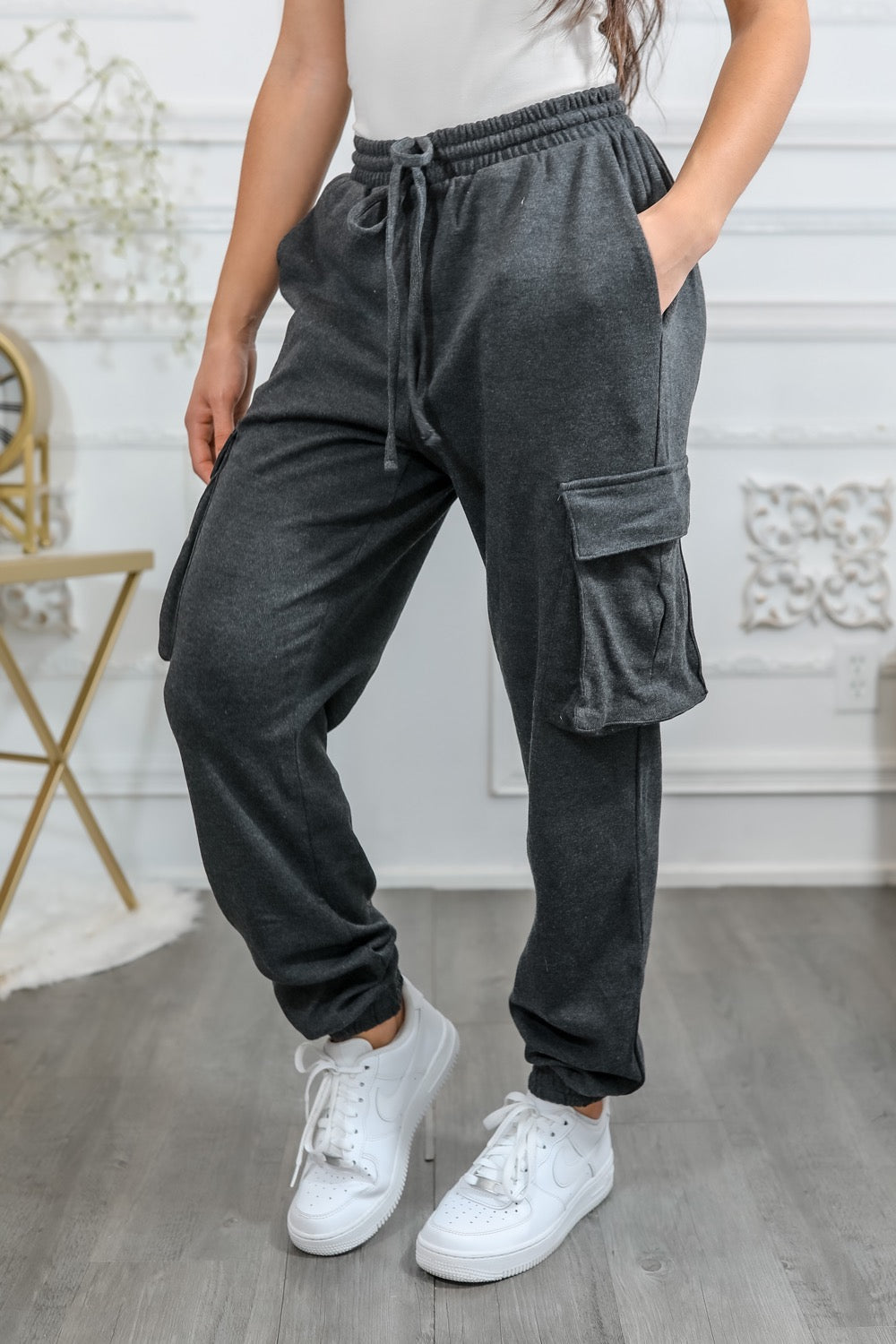 Cotton Drawstring Cargo Joggers Pants