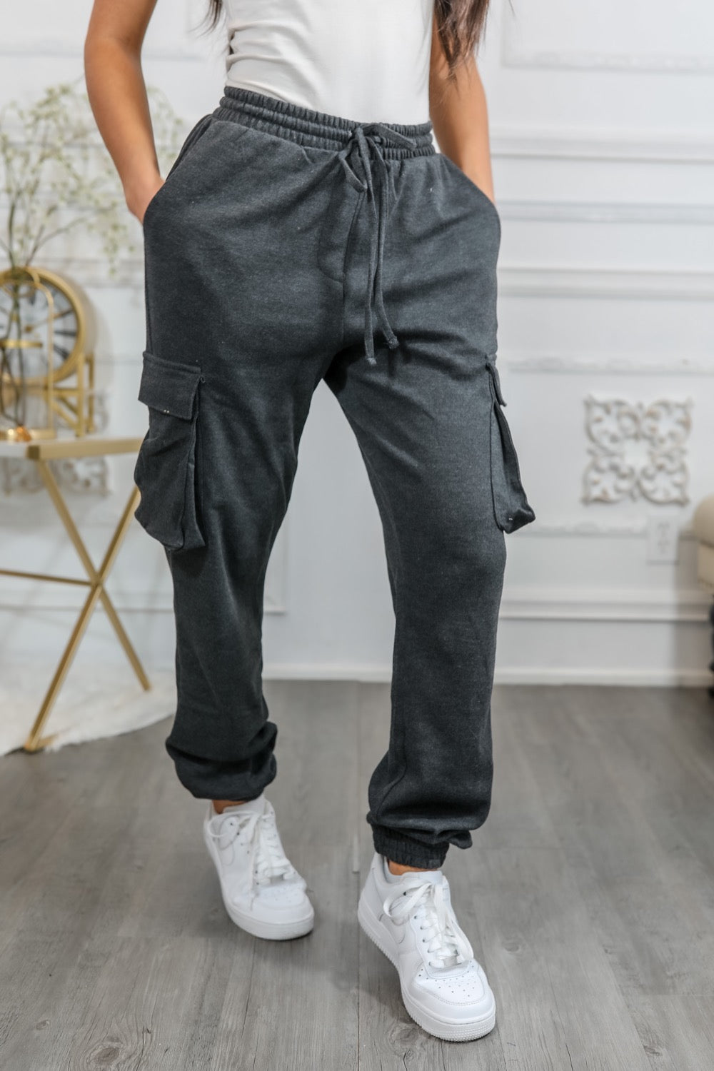 Cotton Drawstring Cargo Joggers Pants