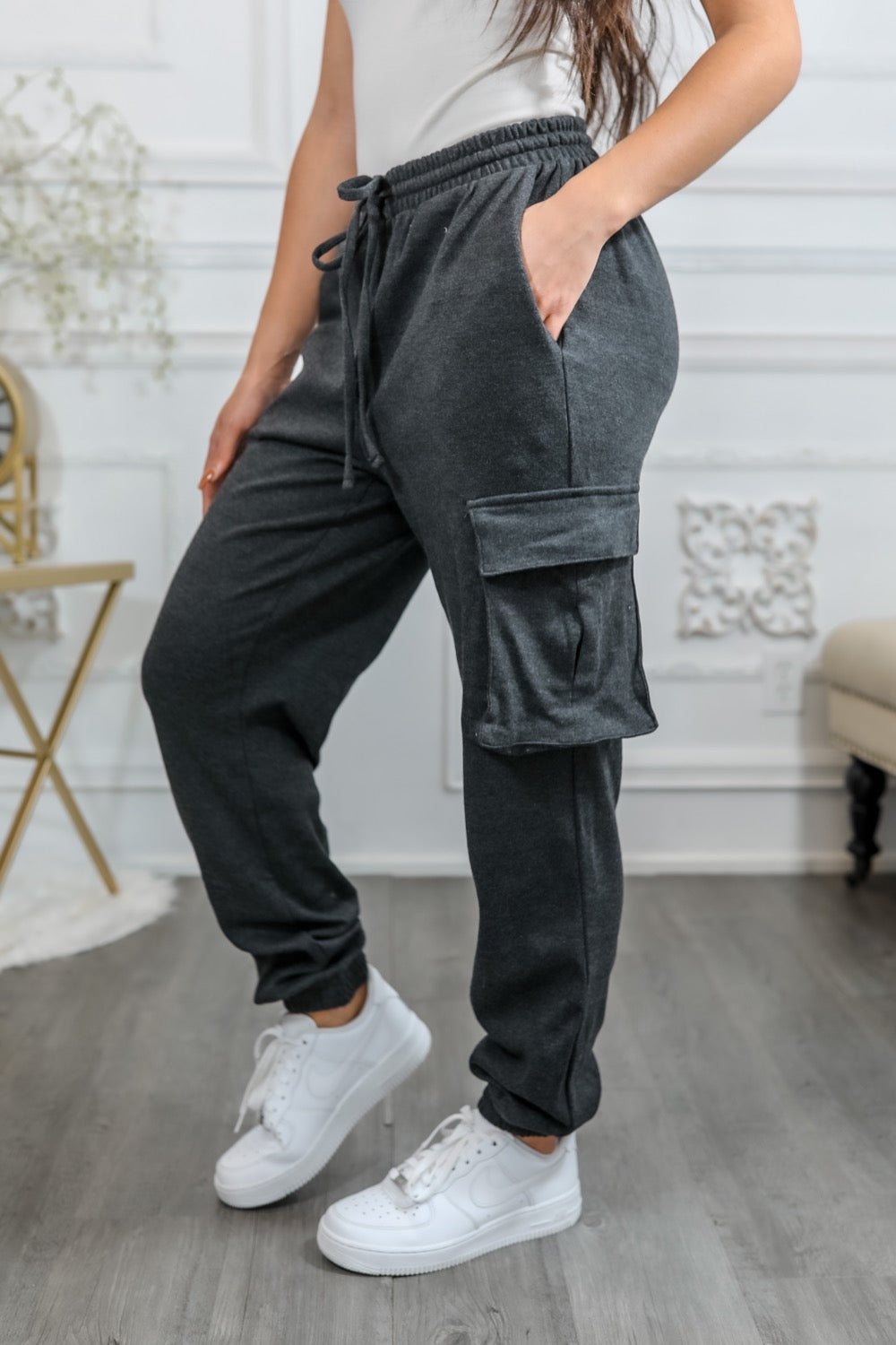 Cotton Drawstring Cargo Joggers Pants