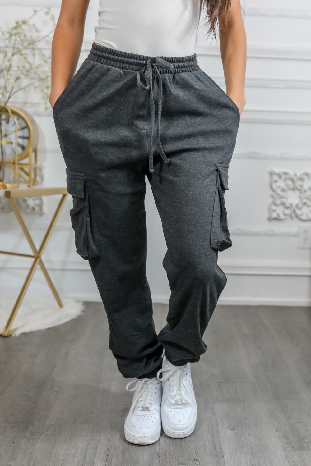 Cotton Drawstring Cargo Joggers Pants