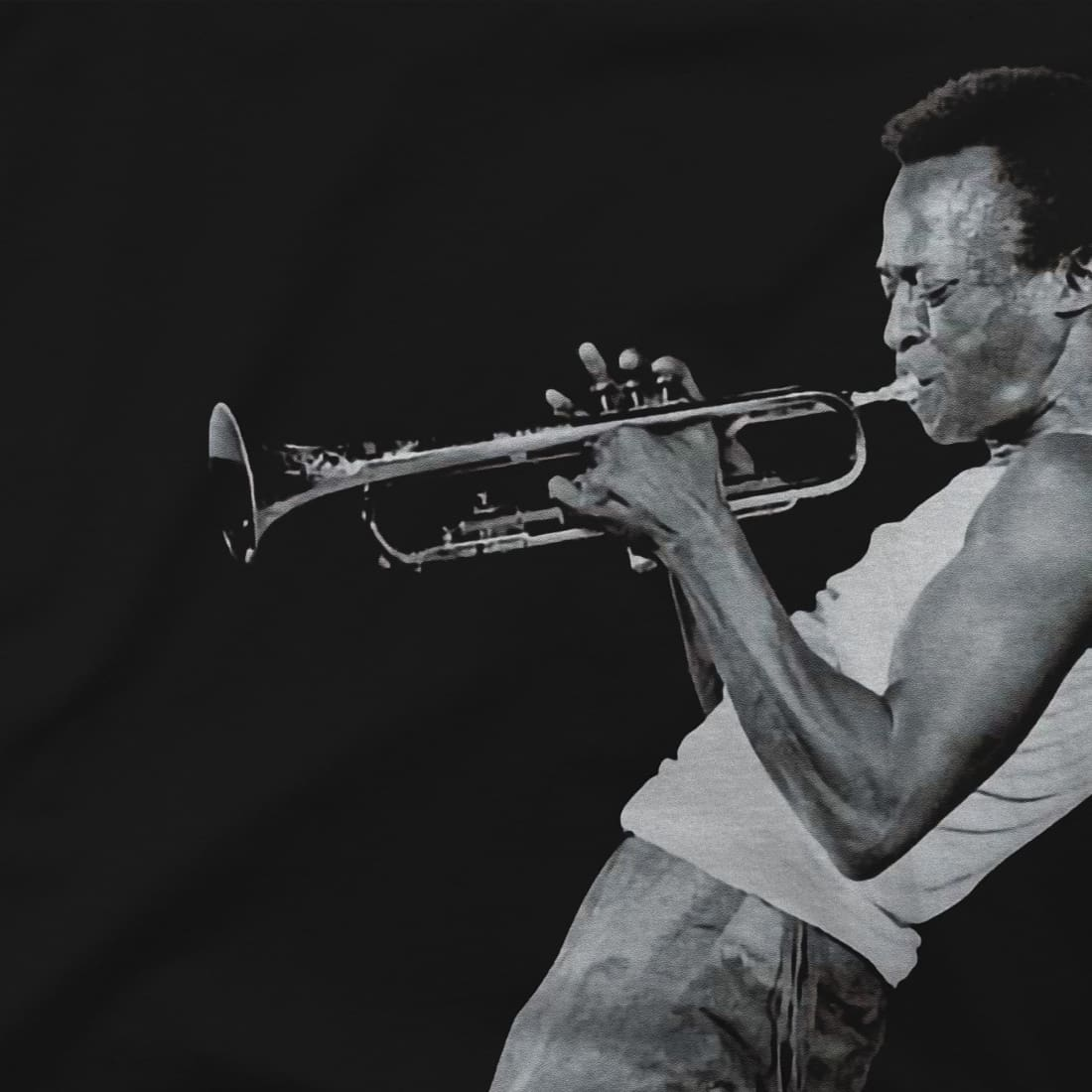 Miles Davis Playing his Trumpet Artwork T-Shirt