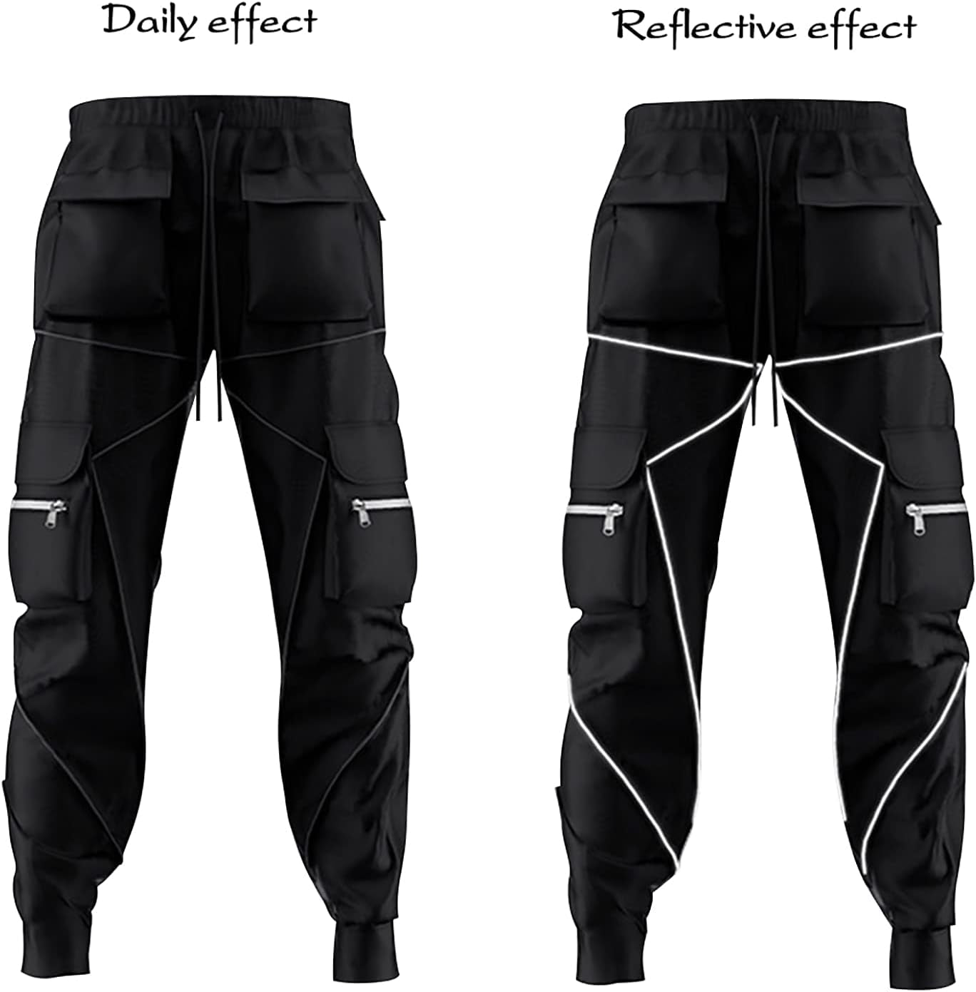 Joggers for Men Outdoor Hiking Pants Quick Dry Waterproof Running Track Pants with Zipper Pockets Black