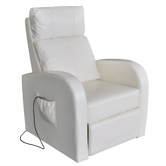 vidaXL Massage Chair White Faux Leather