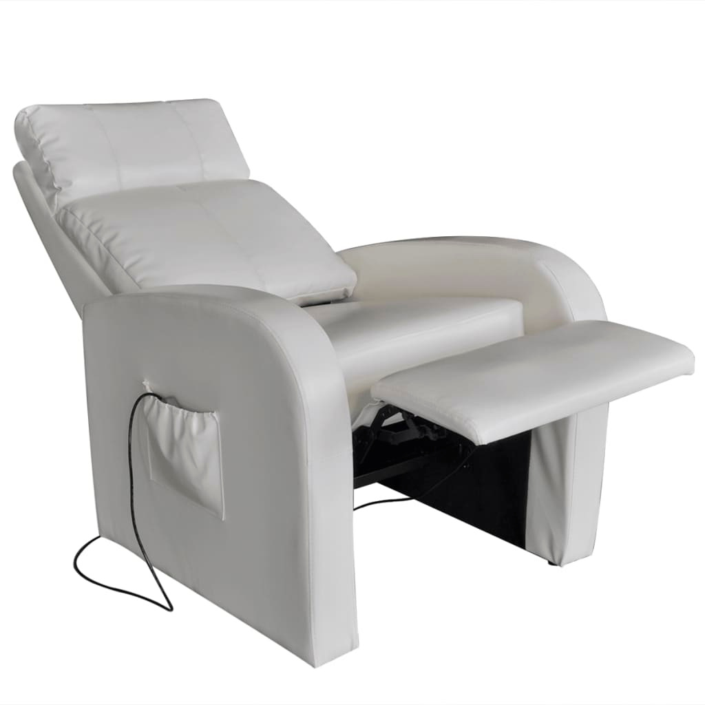 vidaXL Massage Chair White Faux Leather