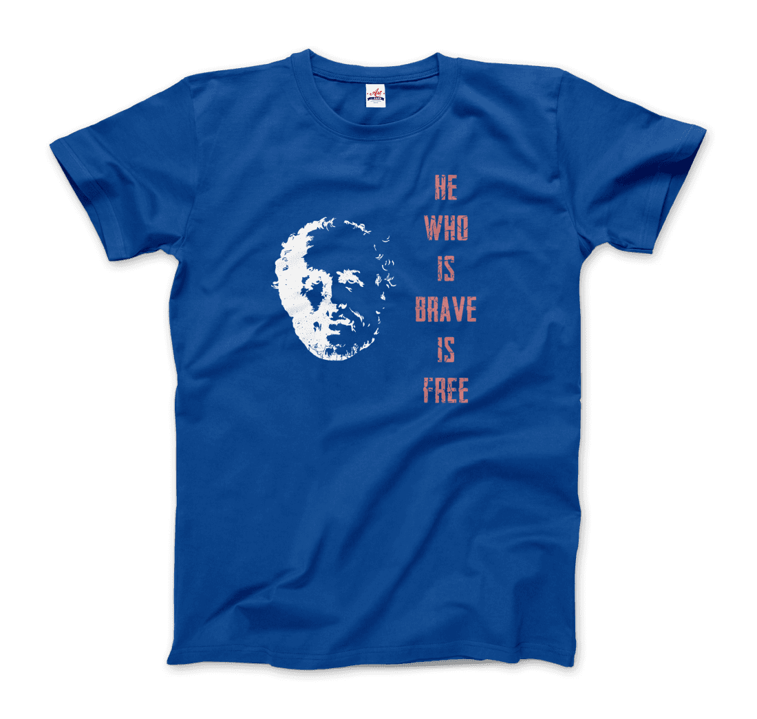 Seneca Famous Stoic Quote- He Who is Brave is Free - T-Shirt