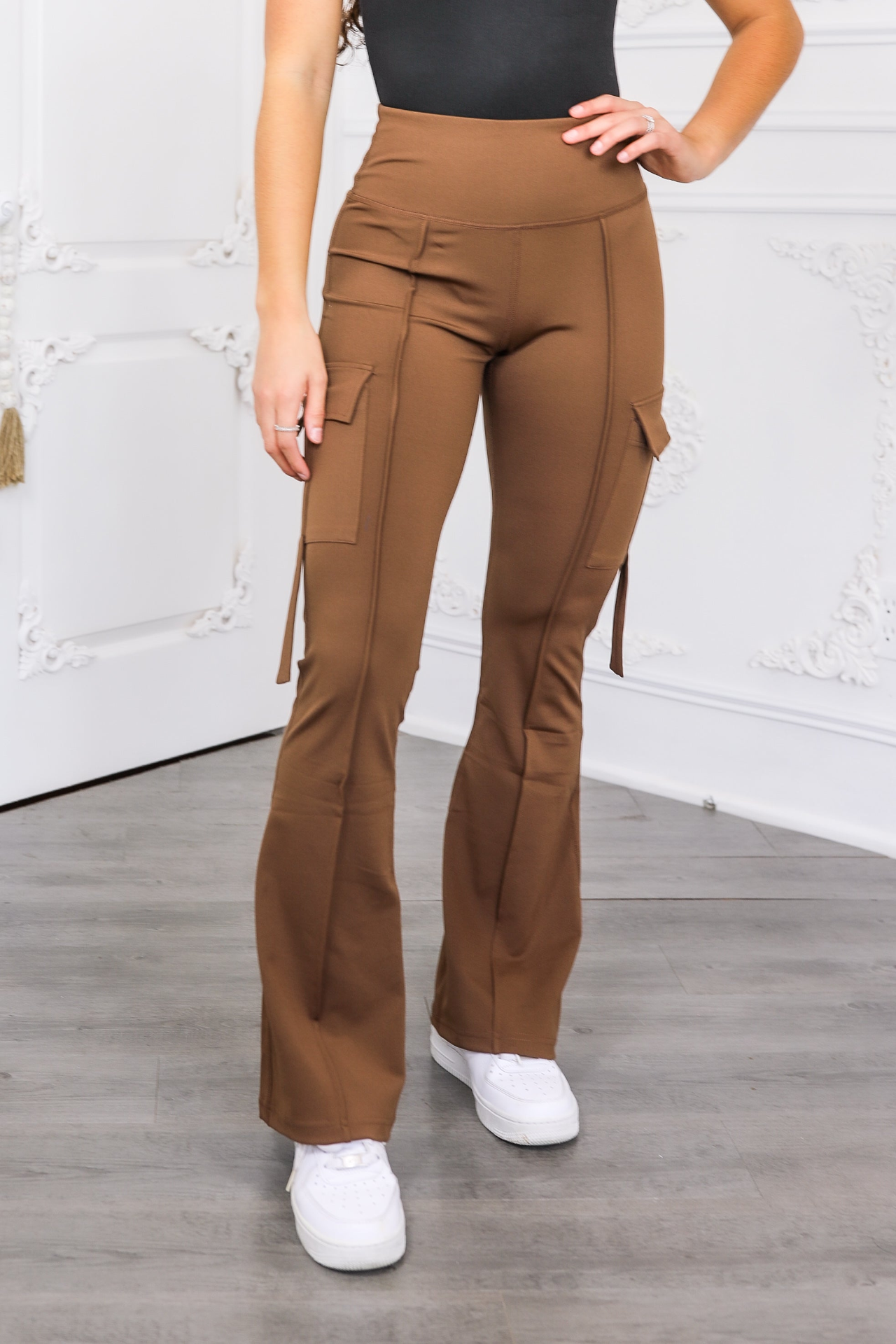 High Waisted Cargo Flare Pants