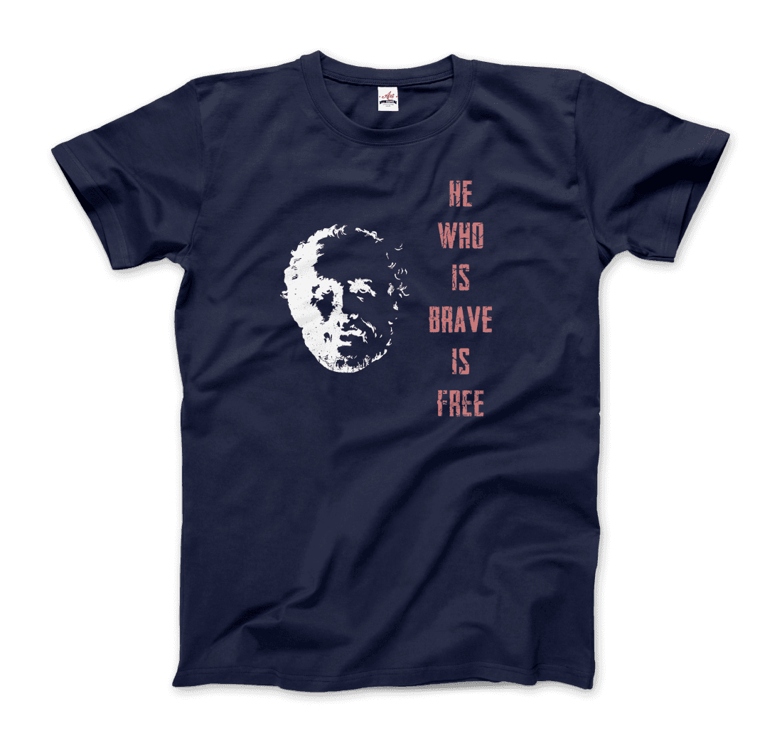 Seneca Famous Stoic Quote- He Who is Brave is Free - T-Shirt