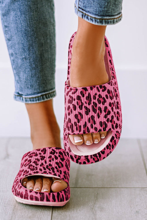 Leopard Print Thick Sole Slip On Slippers