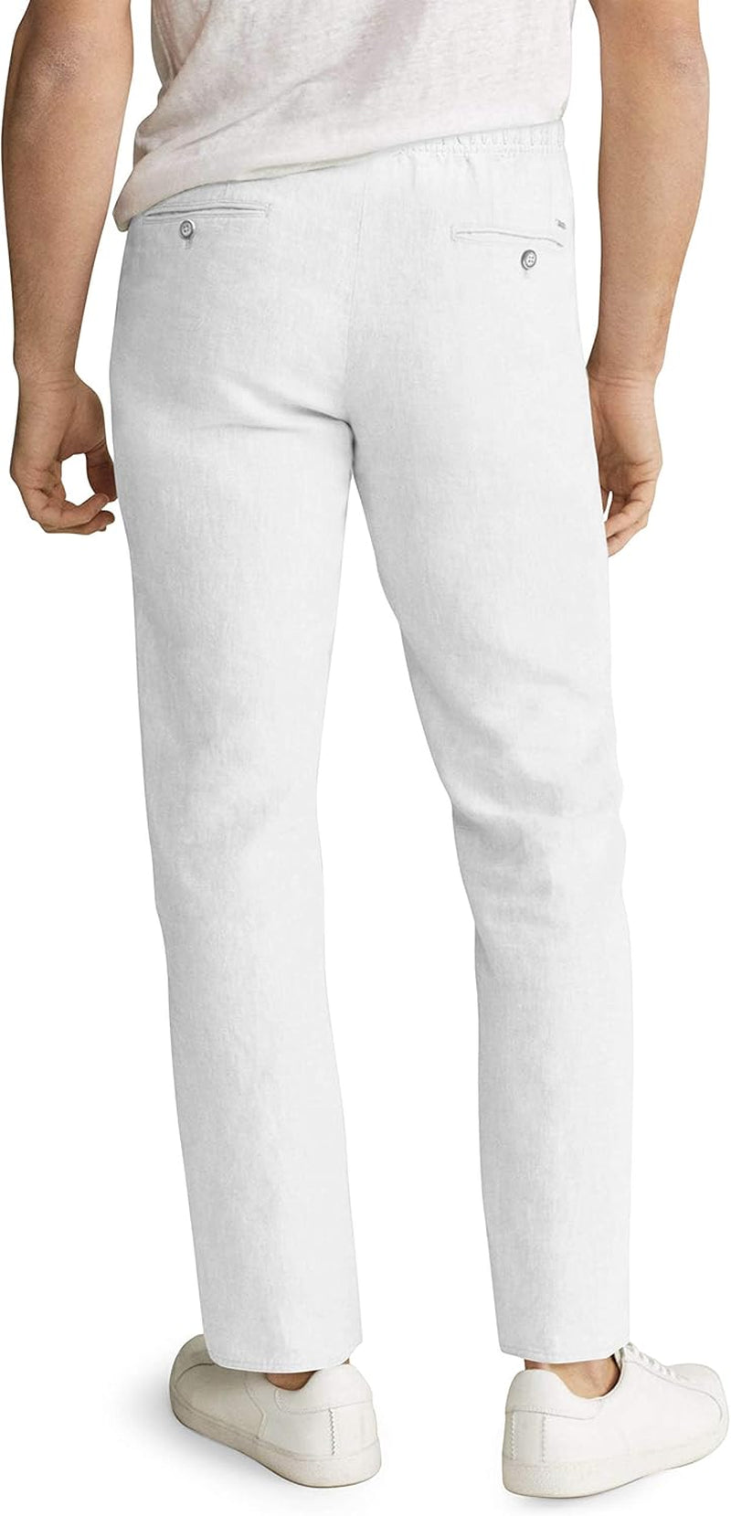 Ma Croix Mens Linen Pants with Drawstring Wrinkle Resistant Flat Front Classic Slacks Comfort Waistband