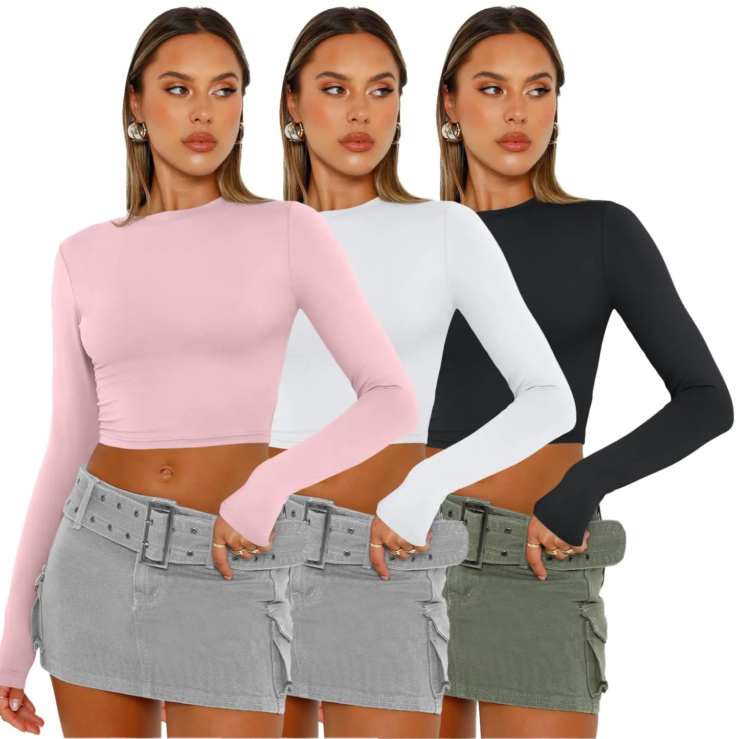 Automet's 3-pack long sleeve crop top