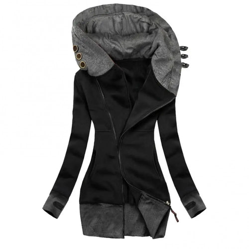 Women's Autumn Winter Hoodie Coat Long Sleeve Pocket Zipper Medium