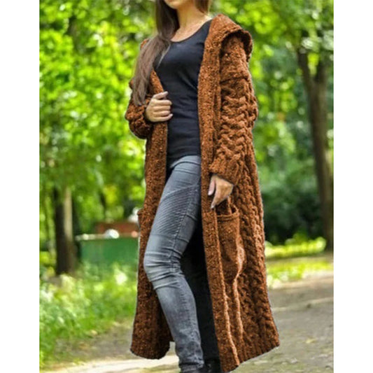 Women's Knit Cardigan Hooded Sweater