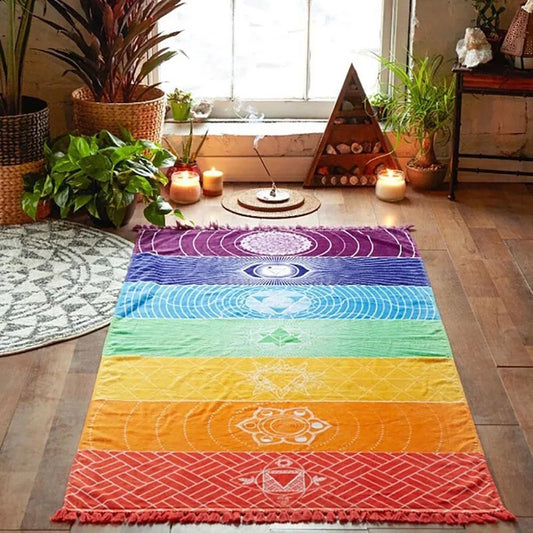 Rainbow Mandala Blanket Wall Hanging Tapestry- Chakra