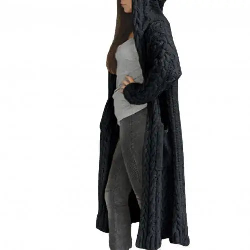 Women's Knit Cardigan Hooded Sweater