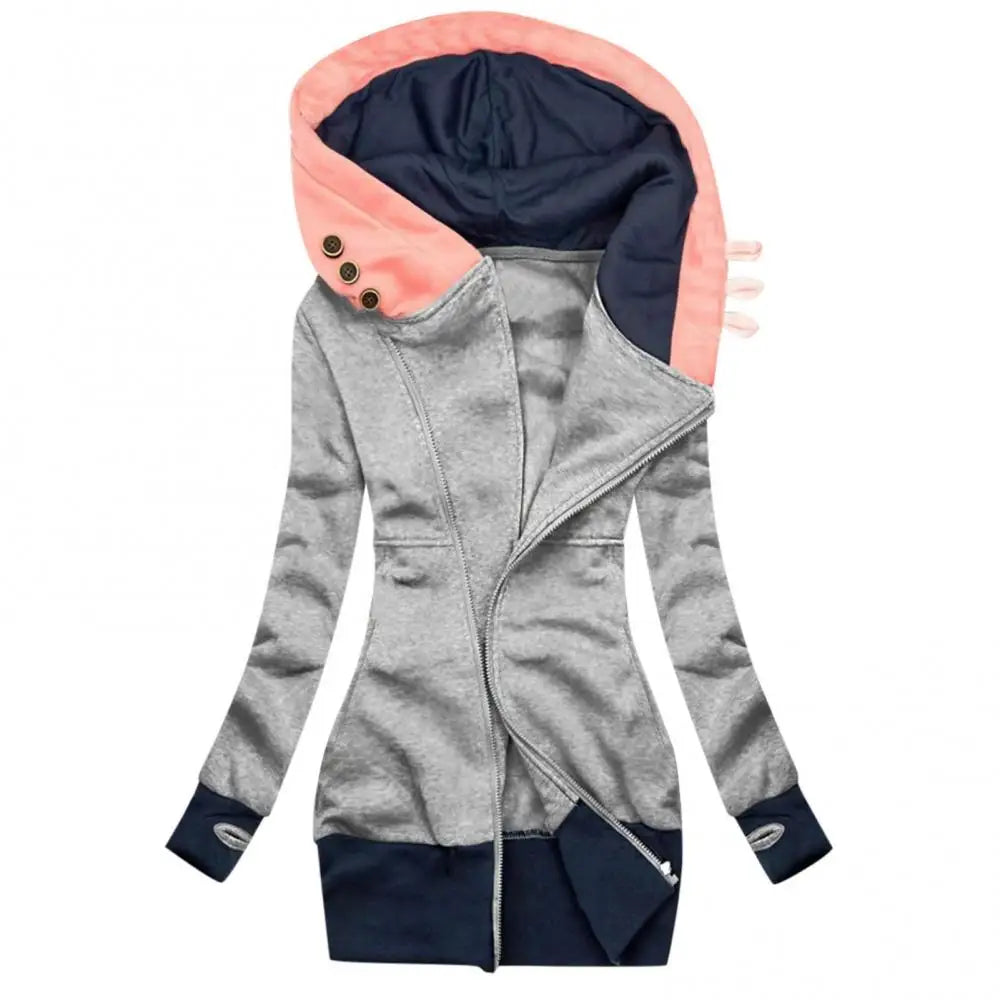 Women's Autumn Winter Hoodie Coat Long Sleeve Pocket Zipper Medium