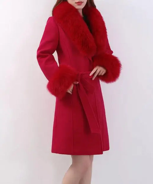 Autumn Winter New Women's Slim Trench Woolen Coat  OL Mid-Length Faux