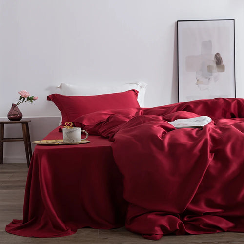 Wine Red 100% Silk Bedding Set