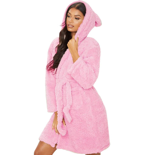 Warm Casual Plush Robe V Neck