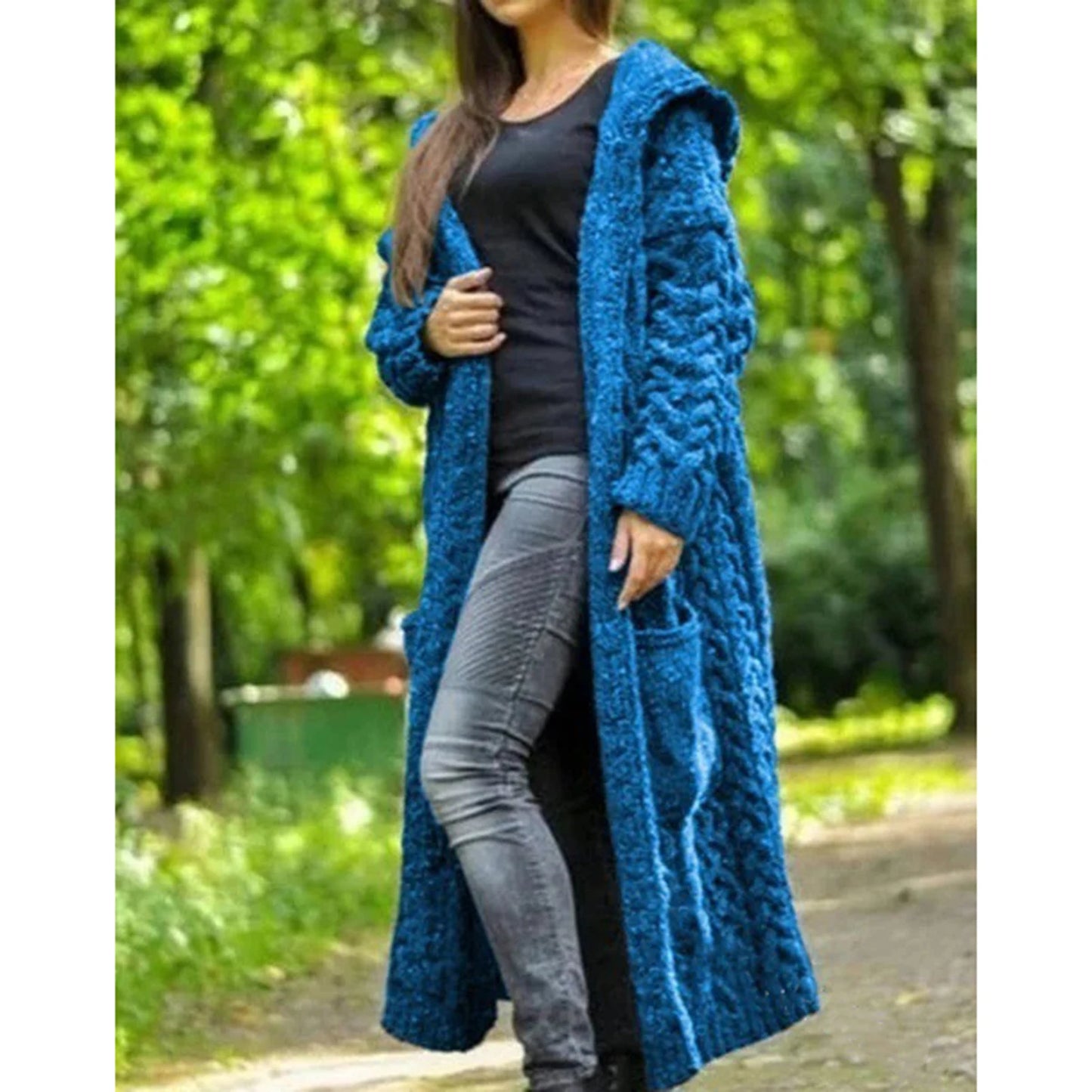 Women's Knit Cardigan Hooded Sweater