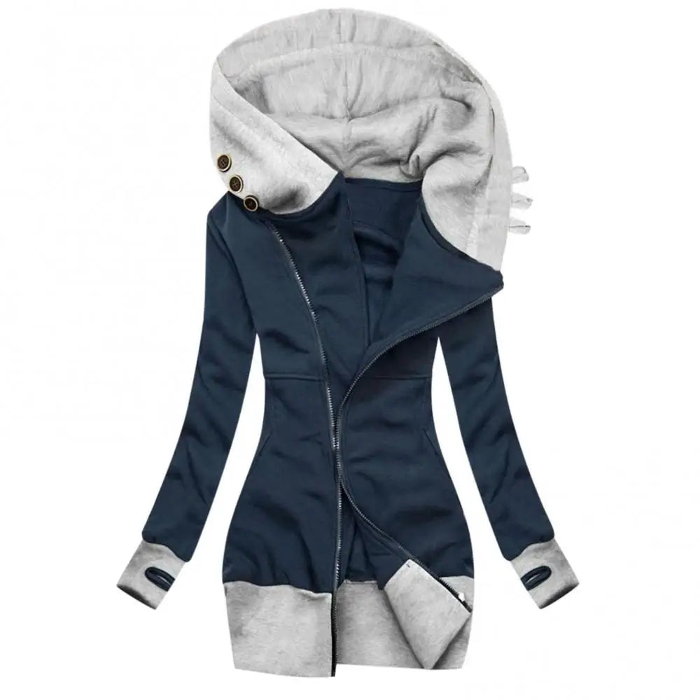 Women's Autumn Winter Hoodie Coat Long Sleeve Pocket Zipper Medium