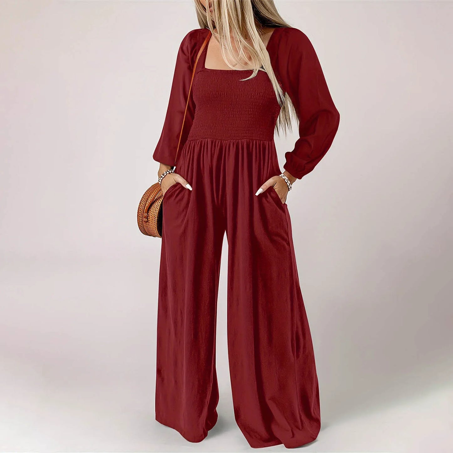 Women Plus Size Autumn Long Sleeve Jumpsuit