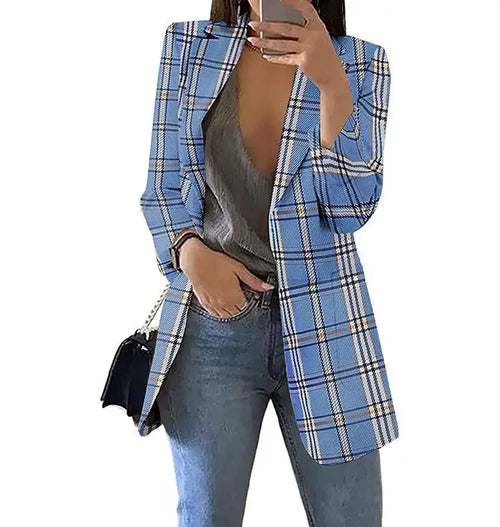 Plaid Casual Slim Cardigan Suit Jacket Women Spring and Autumn