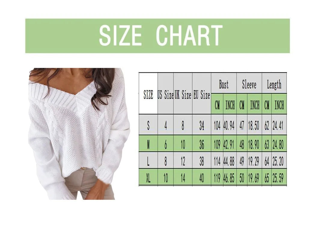 Women's Loose Fitting Solid V-Neck Sweater