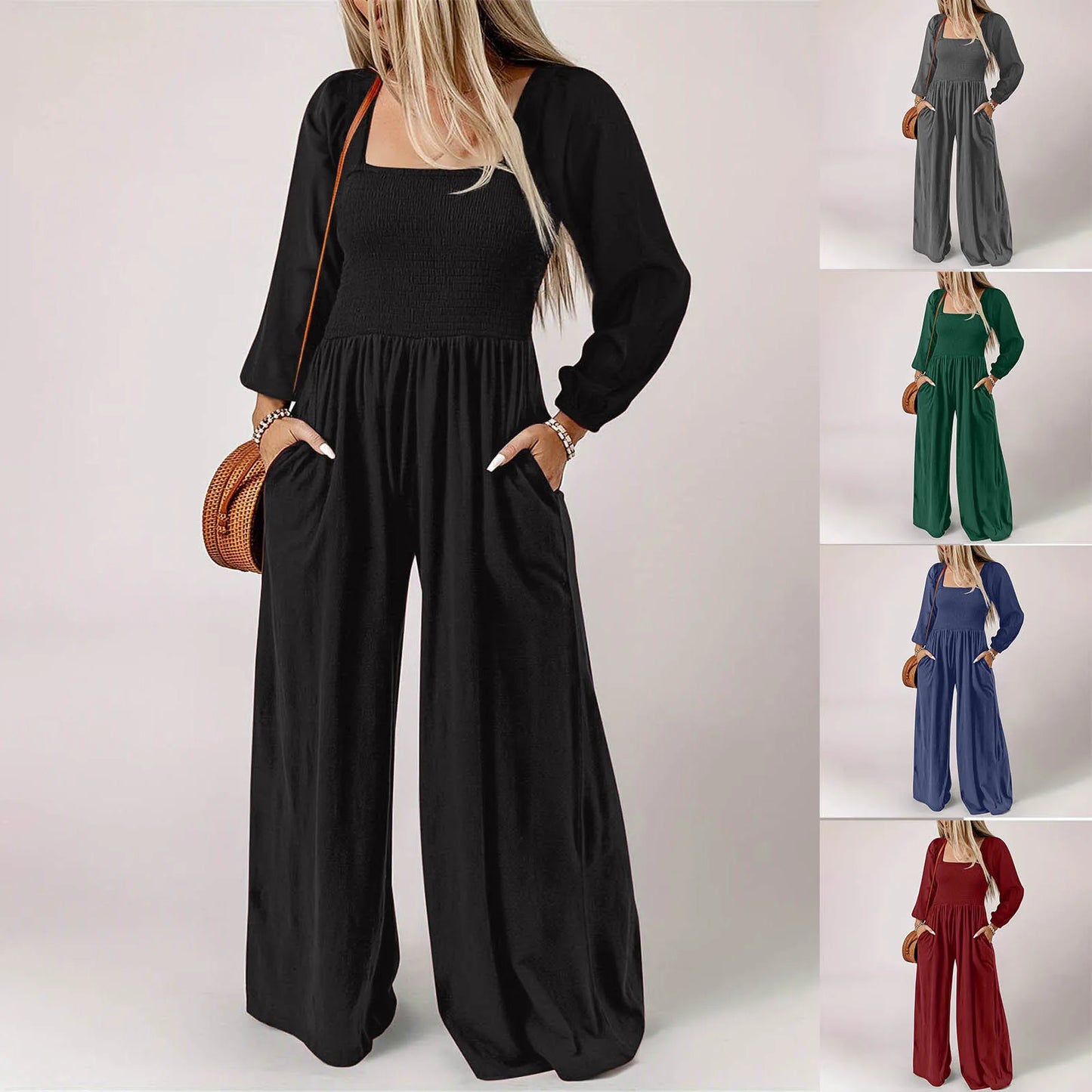 Women Plus Size Autumn Long Sleeve Jumpsuit