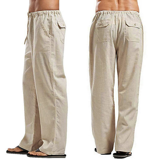 Fashion Mens Linen Wide Pants Korean Trousers Oversize Sports