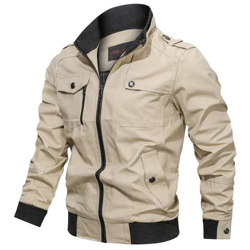 Spring/Autumn Jacket Mens Cotton Windbreaker Cargo Coat