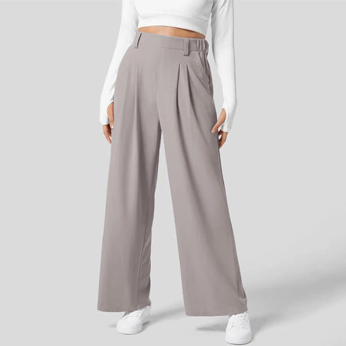 Solid Wide Leg Pants For Woman-Work/Business High Waisted