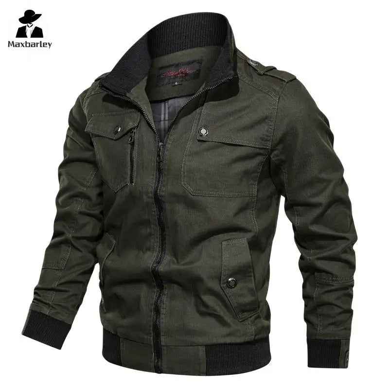 Spring/Autumn Jacket Mens Cotton Windbreaker Cargo Coat