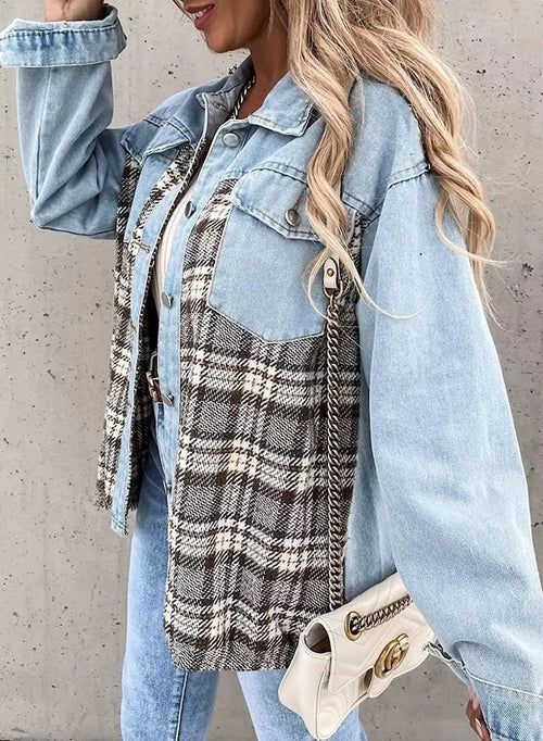 Autumn Women's Plaid Denim-Style Jacket