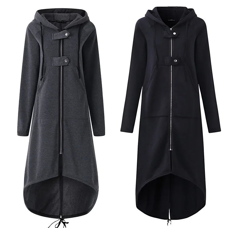 Windbreaker Women Hooded Long Sleeve Zipper Drawstring Casual