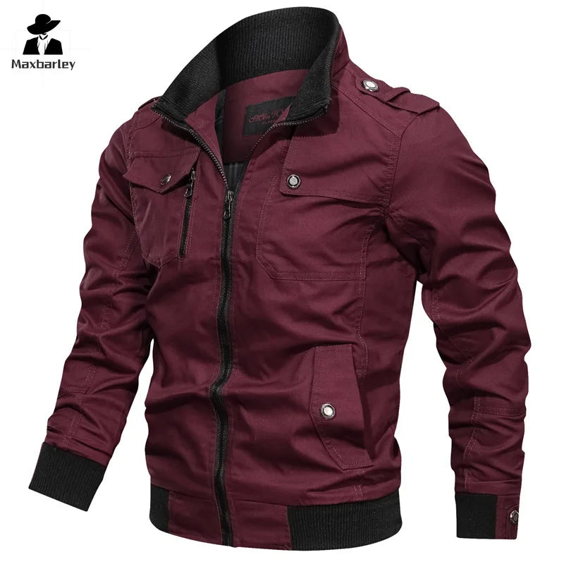 Spring/Autumn Jacket Mens Cotton Windbreaker Cargo Coat