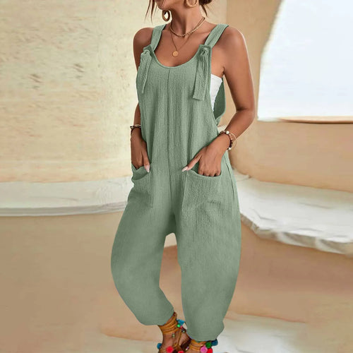 Women's Sleeveless Jumpsuit Romper Harem Pants With Pocket