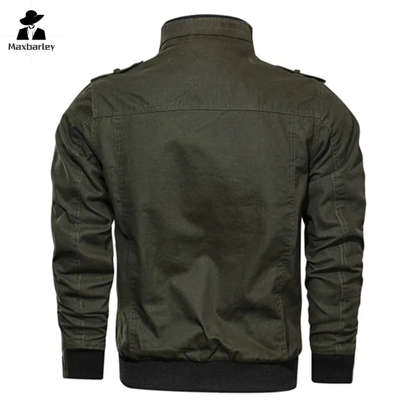 Spring/Autumn Jacket Mens Cotton Windbreaker Cargo Coat