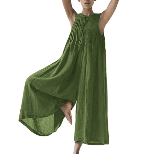 Women's Summer Retro Casual Oversize Jumpsuit Chiffon Loose Wide Leg