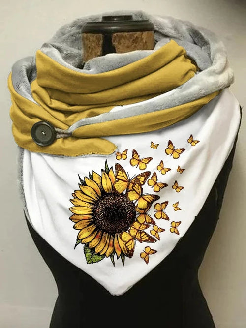 Sunflower Butterfly Art Scarf And Shawl