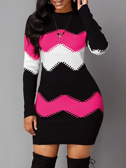 Women's Autumn Slim Knitted Long-Sleeved Dress