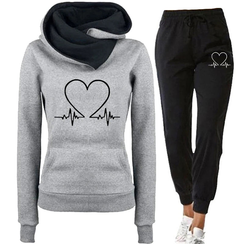 Women's Heartbeat Hoodie Tracksuit Set