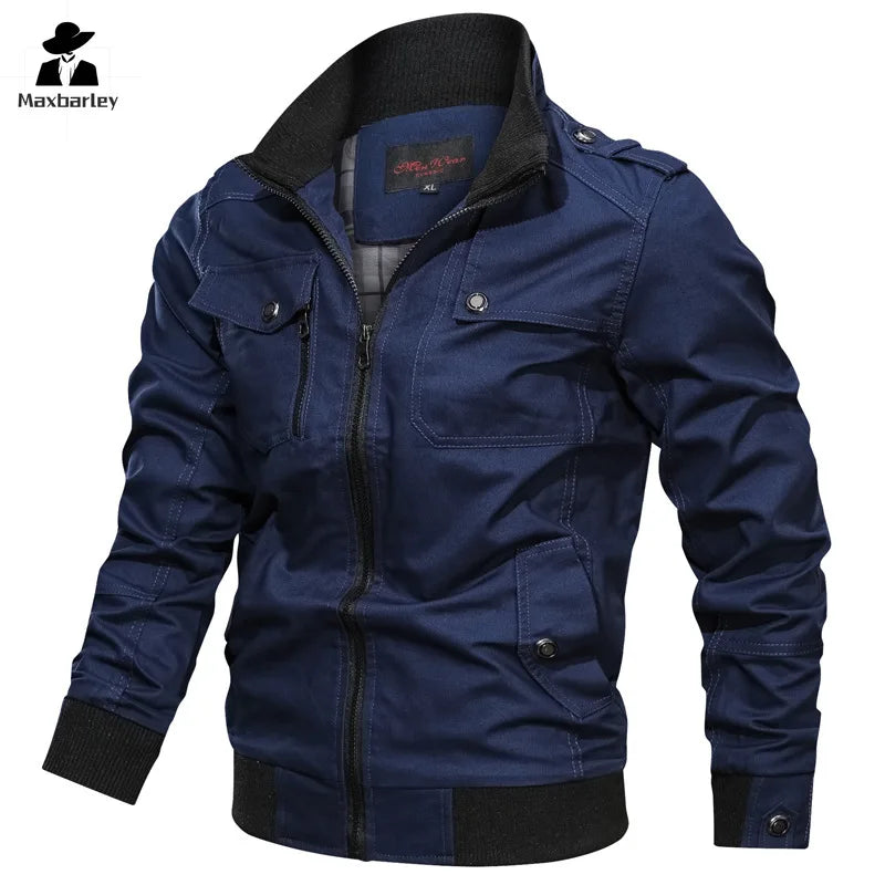 Spring/Autumn Jacket Mens Cotton Windbreaker Cargo Coat