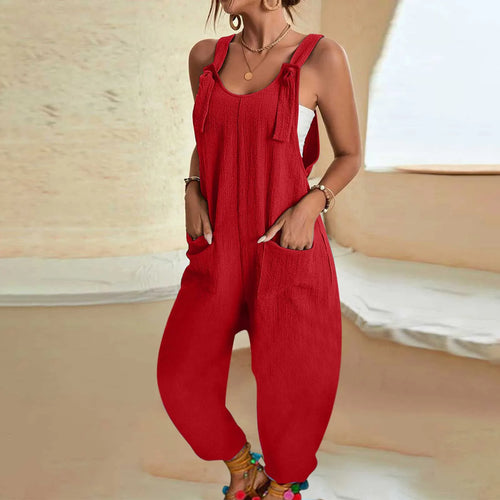 Women's Sleeveless Jumpsuit Romper Harem Pants With Pocket