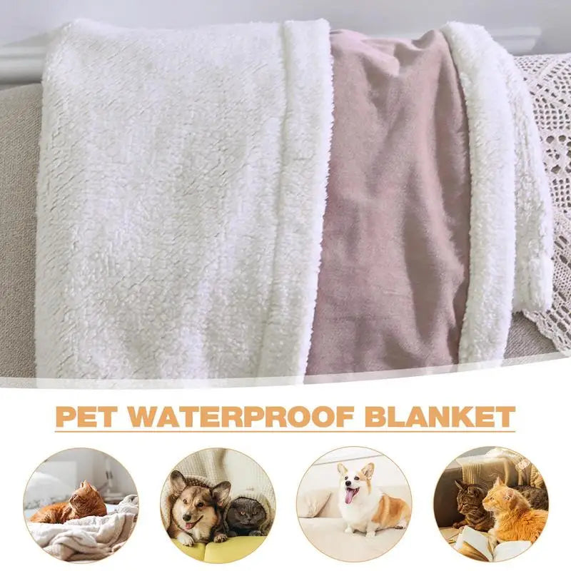 Waterproof Dog Blanket Double Layer Thick Warm Small Cat Blanket