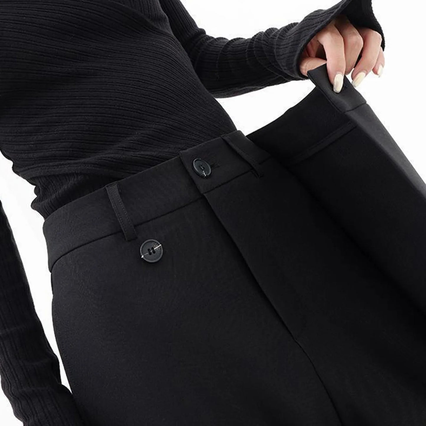 Ladies Suit Pants With Irregular Splicing Design Straight Wide Leg