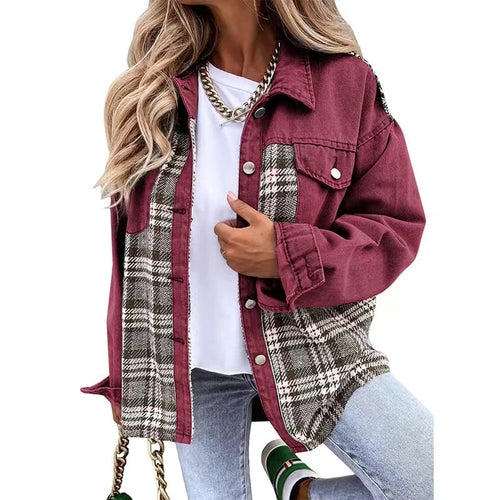 Autumn Women's Plaid Denim-Style Jacket