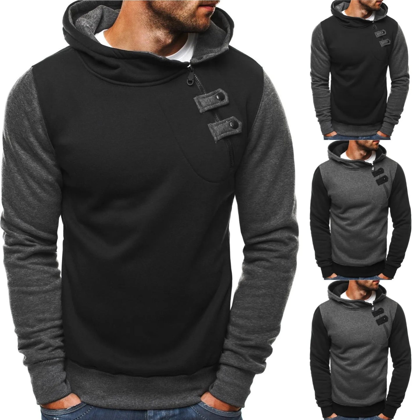 Autumn Winter Hoodies For Men Handsome Long Sleeve Lace Up Hoodie