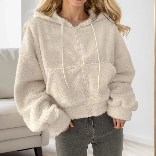 Women Sweatshirt Autumn And Winter Warm Plush Coat Elastic Zipper